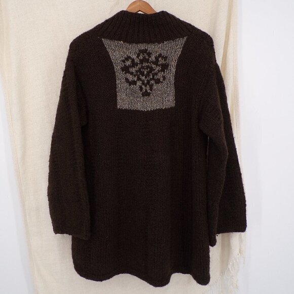 Peruvian Connection Women's Chunky Knit Cardigan Wool Sweater - brown, size M - Picture 1 of 10